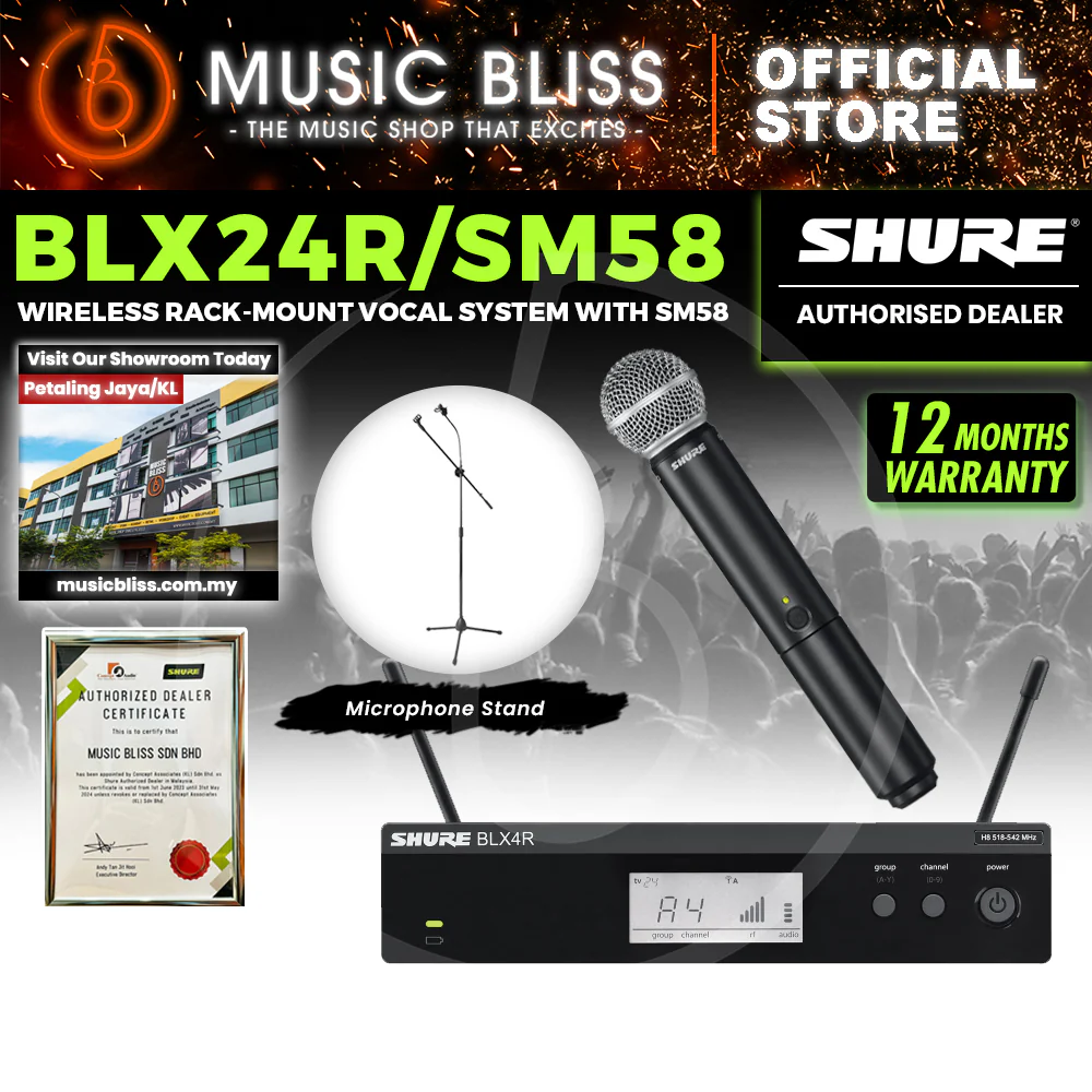 Shure BLX24R/SM58 Handheld Wireless System, BLX4R Wireless Transmitter & BLX2/SM58 Handheld Transmitter - Image 2