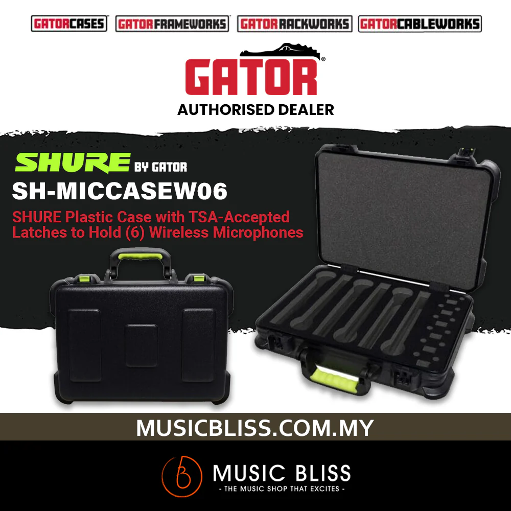 Shure by Gator SH-MICCASEW06 Molded Case with Drops for 6 Wireless Microphones