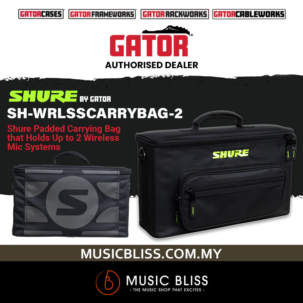 Shure by Gator SH-WRLSSCARRYBAG-2 Padded Carrying Bag for 2 Wireless Mic Systems