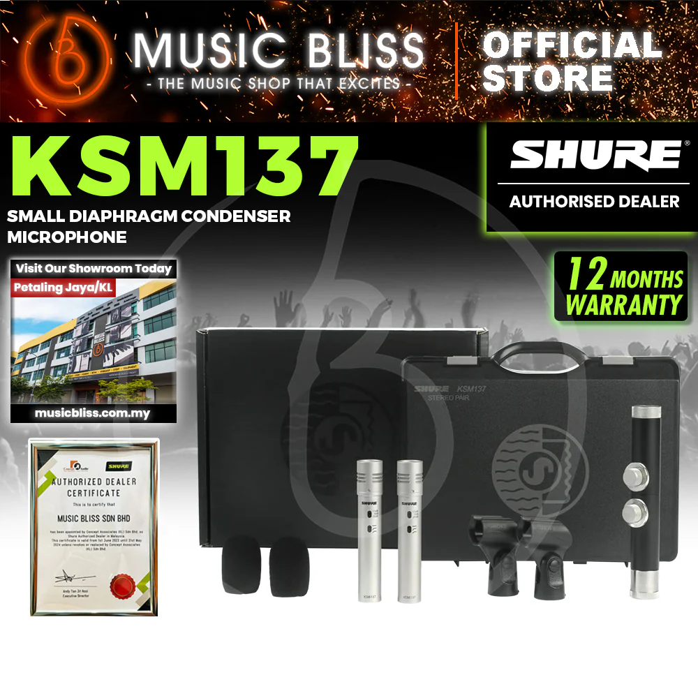 Shure KSM137/SL STEREO Cardioid Condenser Instrument Microphone - Stereo Pair
