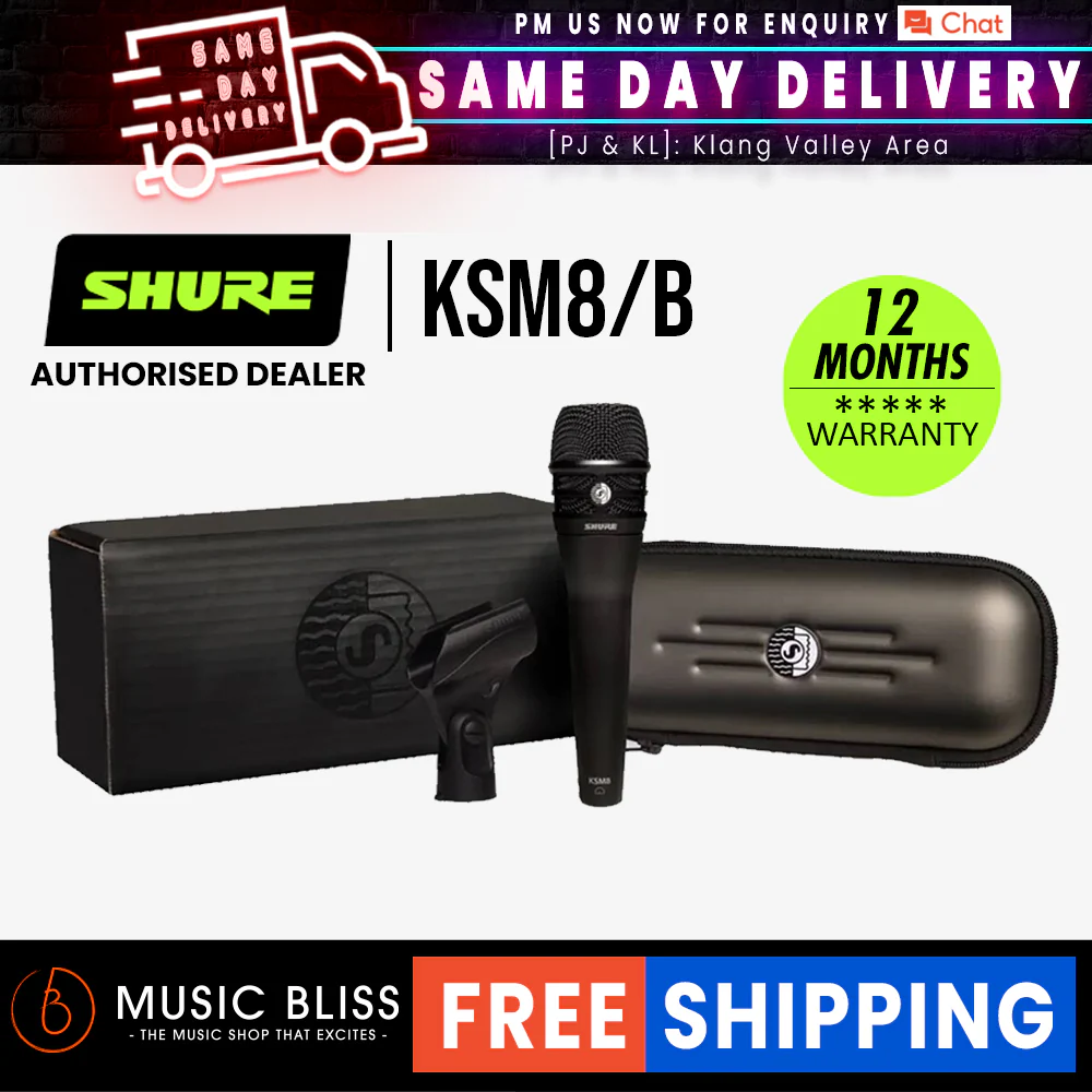 Shure KSM8/B Dualdyne Cardioid Handheld Dynamic Microphone - Black