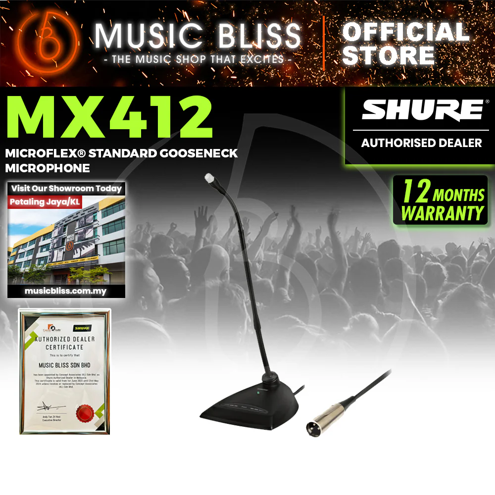 Shure MX412D/N 12" Gooseneck Microphone with Desktop Base and Preamp (No Microphone Cartridge)