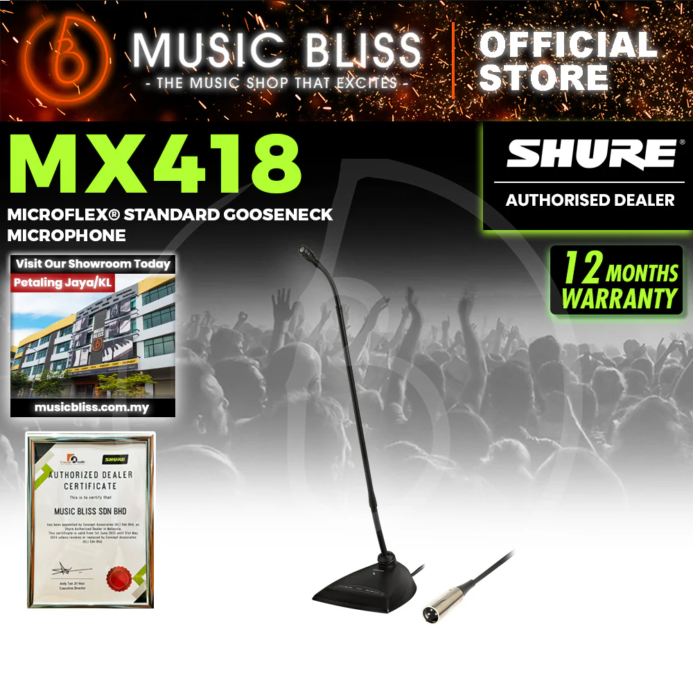 Shure MX418D/S 18" Supercardioid Gooseneck Microphone with Desktop Base and Preamp