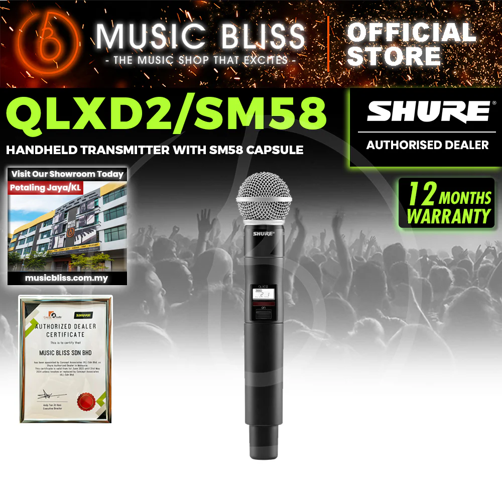 Shure QLXD2/SM58 Wireless Handheld Microphone Transmitter with SM58 Capsule