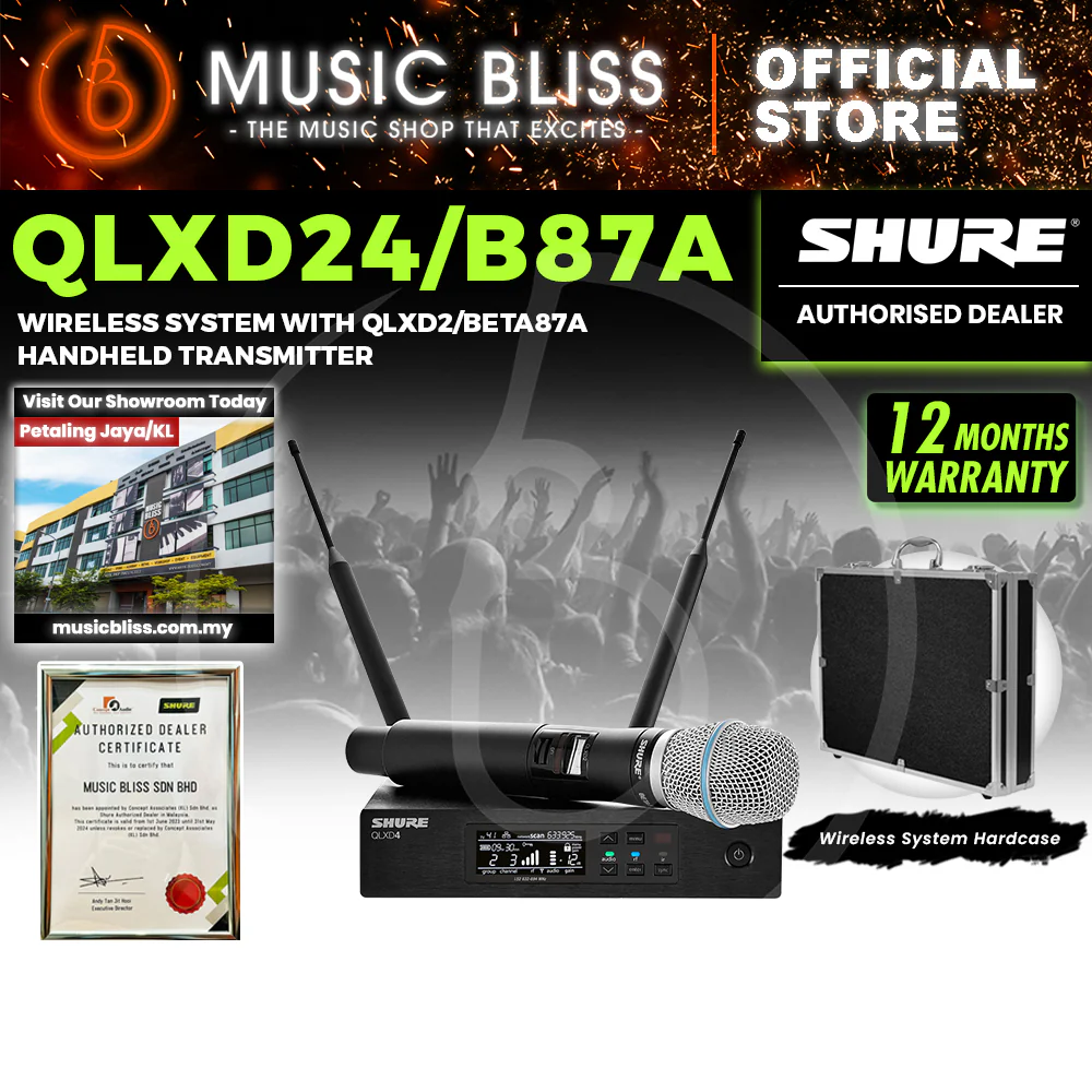 Shure QLXD24/BETA87A Handheld Wireless Microphone System, QLXD4 Wireless Receiver & QLXD2/BETA87A Handheld Transmitter - Image 3