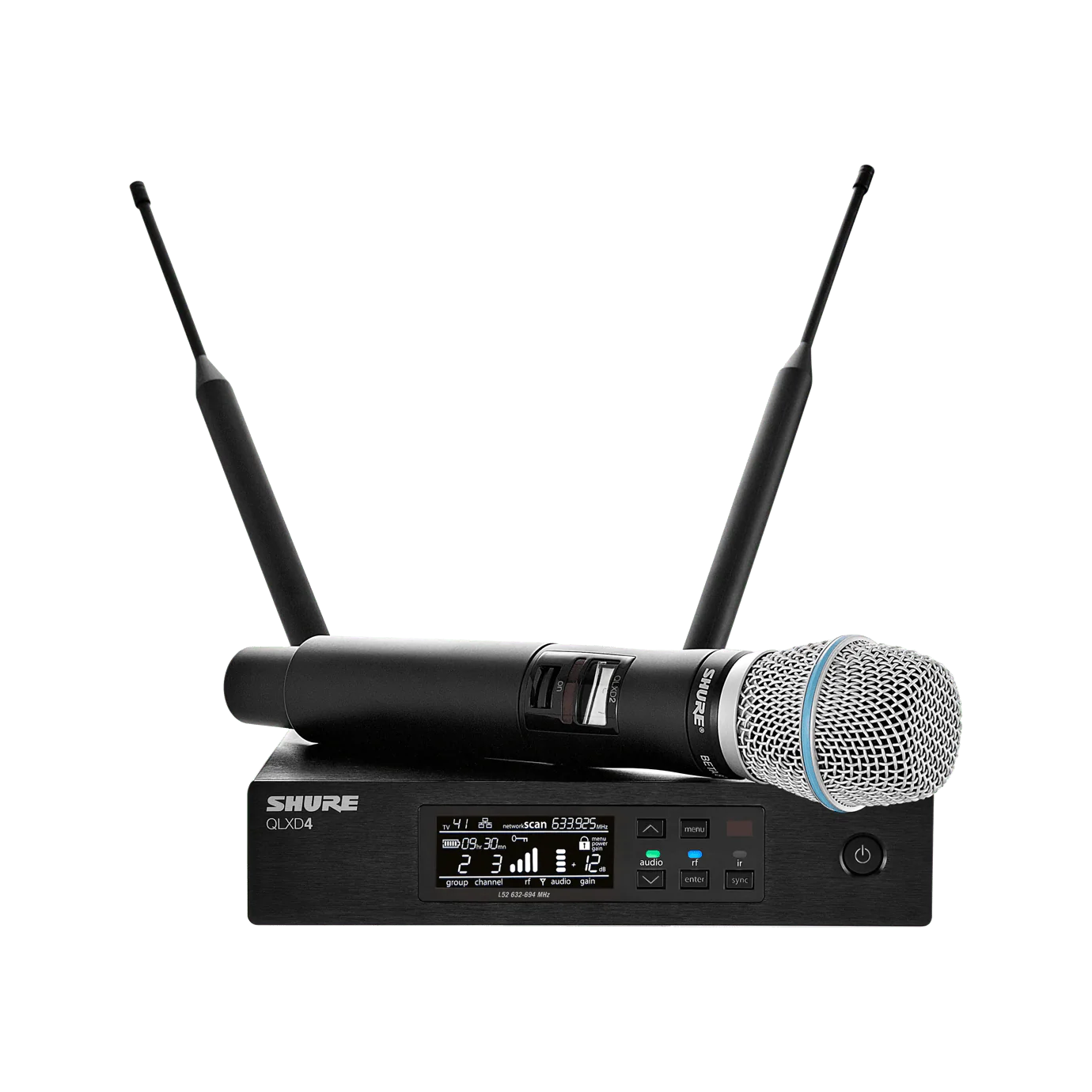 Shure QLXD24/BETA87A Handheld Wireless Microphone System, QLXD4 Wireless Receiver & QLXD2/BETA87A Handheld Transmitter - Image 5