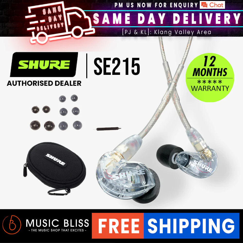 Shure SE215 Sound Isolating Earphones - Clear