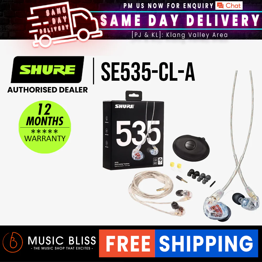 Shure SE535 Sound Isolating Earphones - Clear