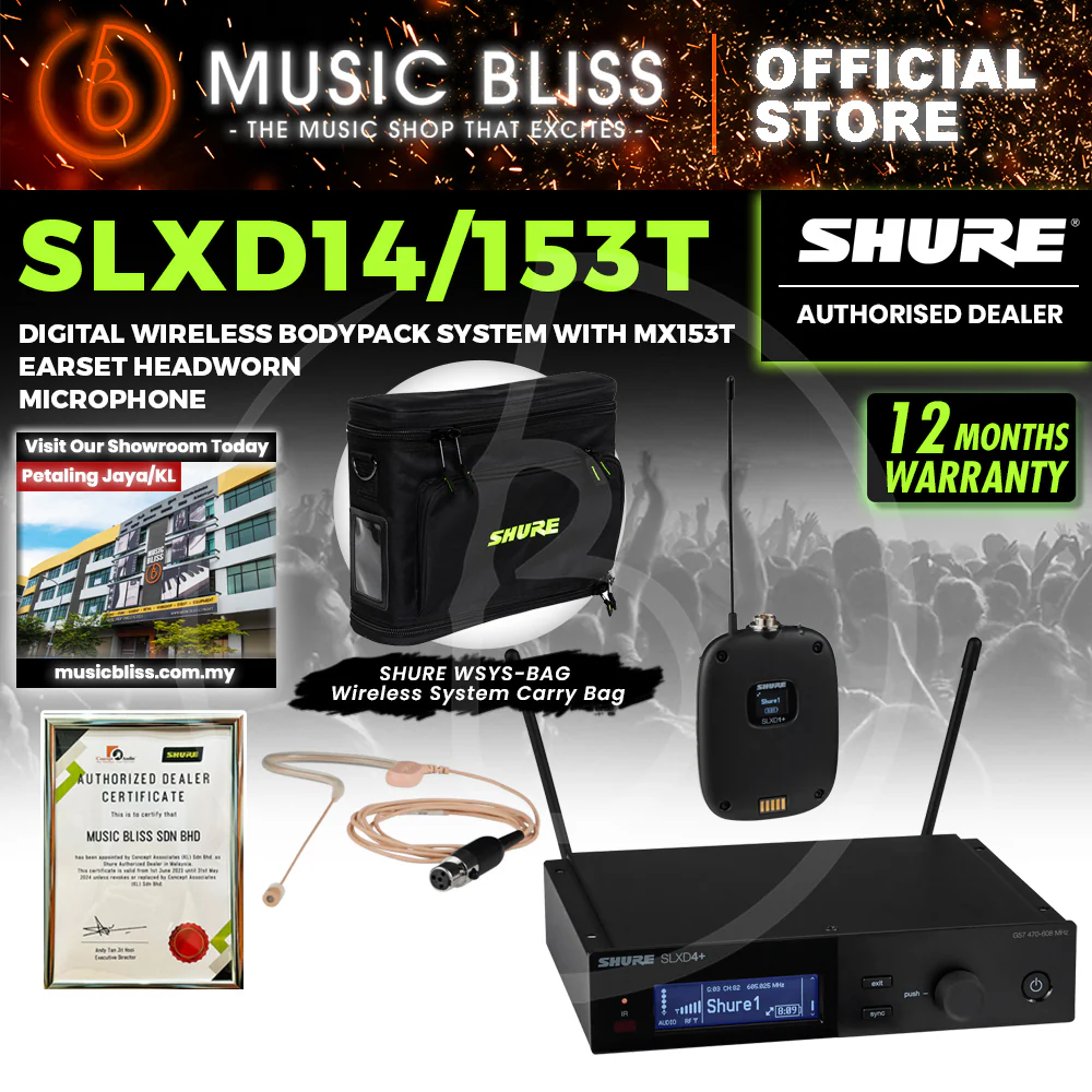 Shure SLXD14/153T Wireless Earset Microphone System with SLXD1 Bodypack Transmitter and MX153T Earset - Image 2