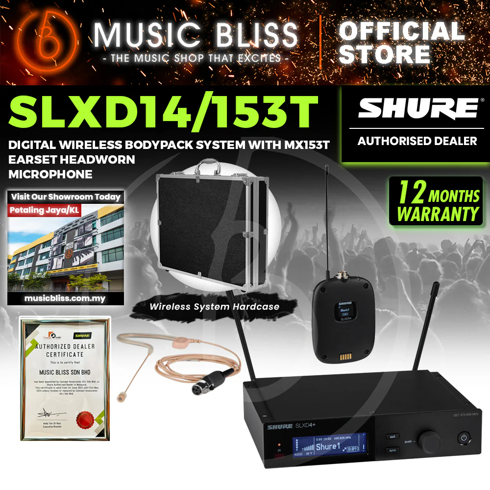 Shure SLXD14/153T Wireless Earset Microphone System with SLXD1 Bodypack Transmitter and MX153T Earset - Image 3