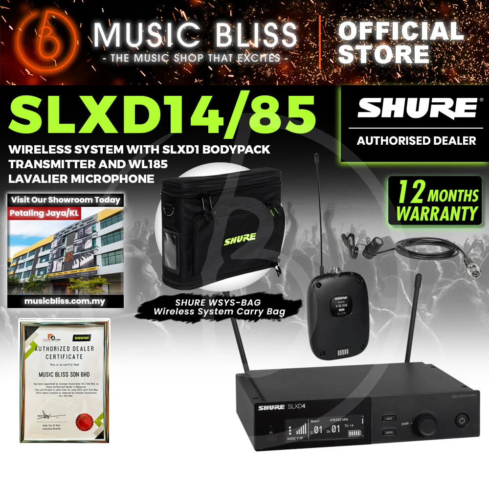 Shure SLXD14/85 Wireless System with SLXD1 Bodypack Transmitter and WL185 Lavalier Microphone - Image 2