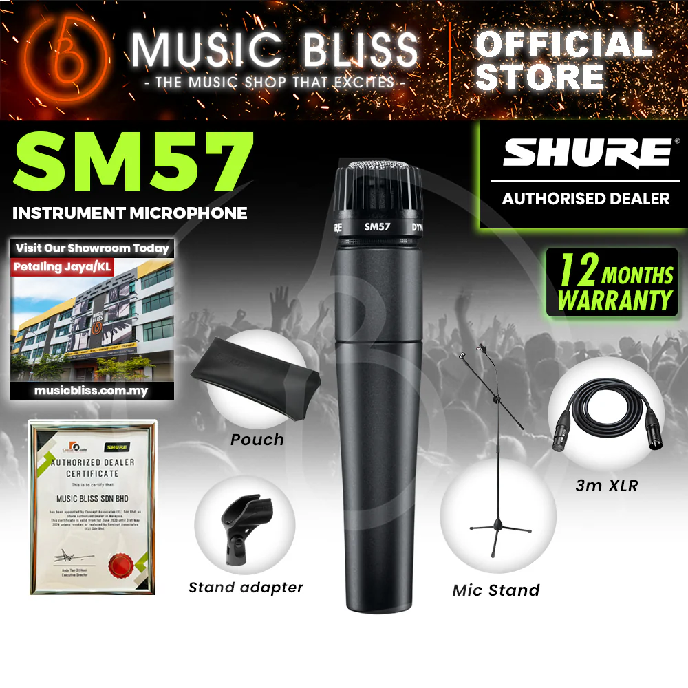 Shure SM57-LC Dynamic Instrument Microphone Includes Stand Adapter, Zippered Carrying Case - Image 3