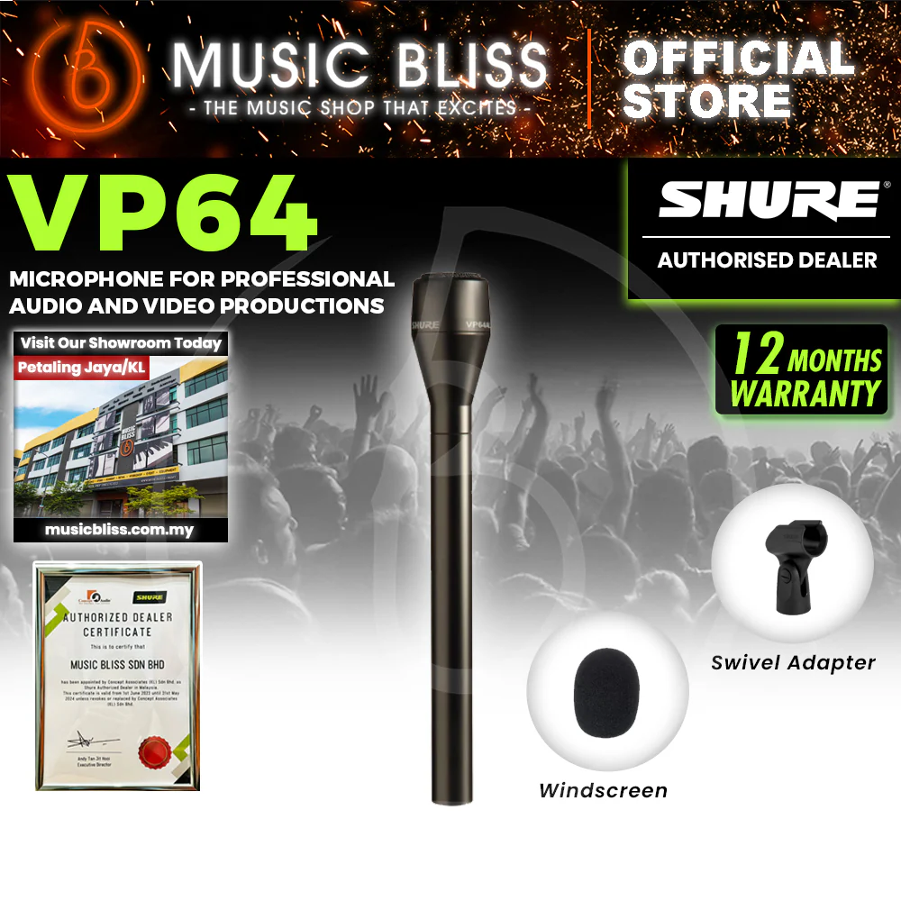 Shure VP64AL Omni-Directional Handheld Dynamic ENG Microphone with Extended Handle