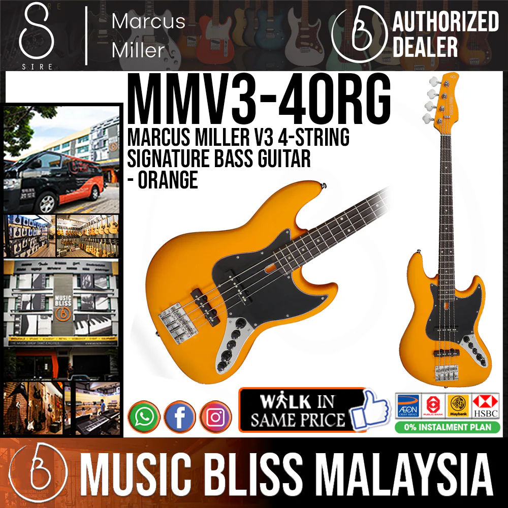 Sire (2nd Gen) Marcus Miller V3 4-String Signature Bass Guitar - Orange