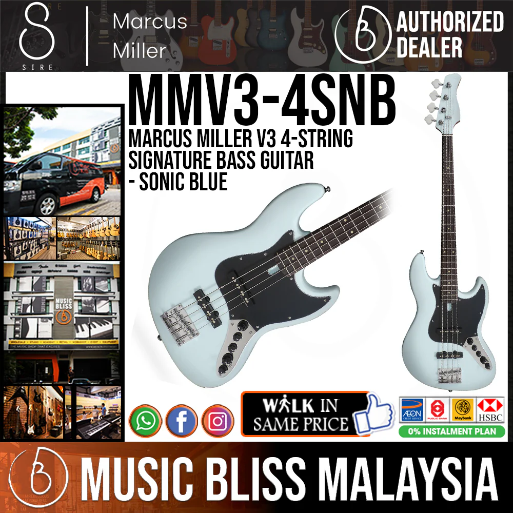 Sire (2nd Gen) Marcus Miller V3 4-String Signature Bass Guitar - Sonic Blue