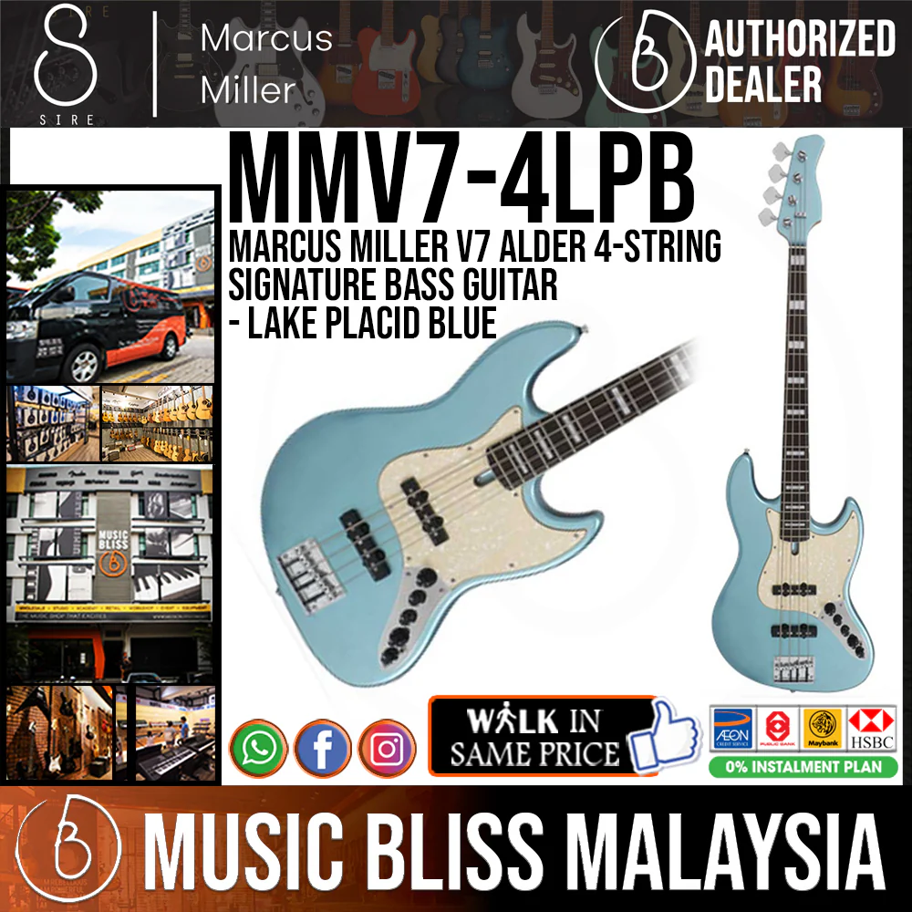 Sire (2nd Gen) Marcus Miller V7 Alder 4-String Signature Bass Guitar - Lake Placid Blue