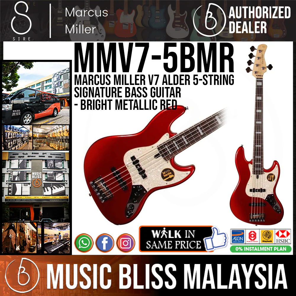 Sire (2nd Gen) Marcus Miller V7 Alder 5-String Signature Bass Guitar - Bright Metallic Red