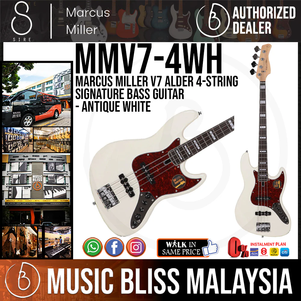 Sire (2nd Gen) Marcus Miller V7 Alder 4-String Signature Bass Guitar - Antique White