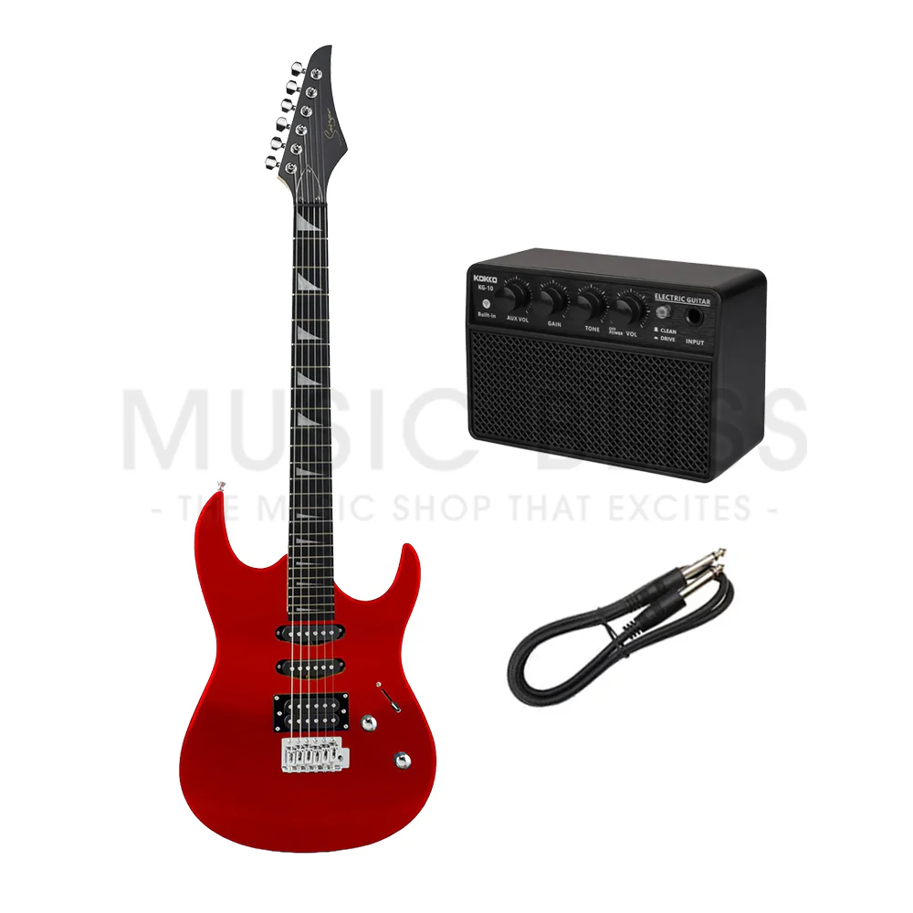 Smiger L-G4-MRD Budget Beginner Electric Guitar - HSS Superstrat Style Red for Rock Kapak - Image 2