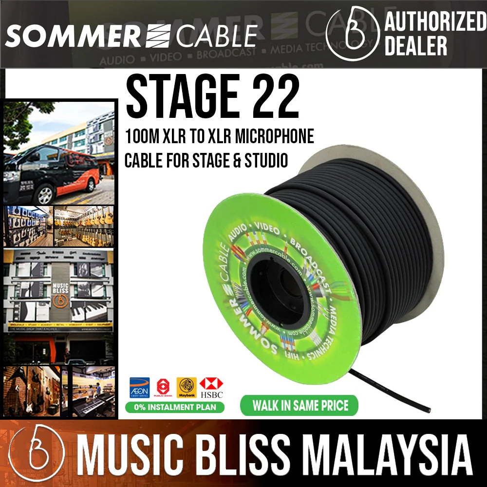 Sommer Stage 22 Bulk 100M XLR to XLR Microphone Cable for Stage & Studio