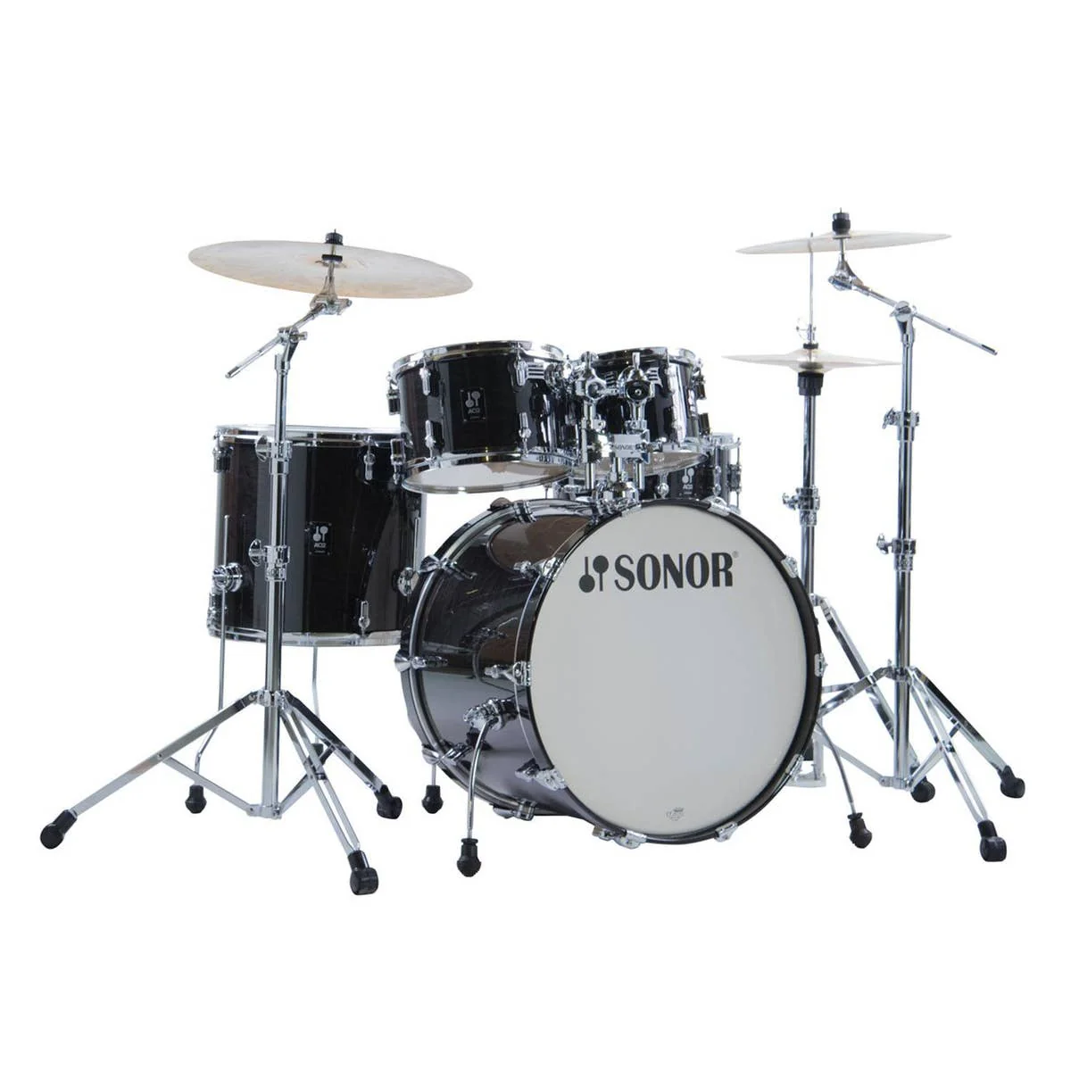 Sonor AQ2 Stage 5-Piece Acoustic Drum Set - 22 Inch Bass Drum - Transparent Stain Black - Image 9