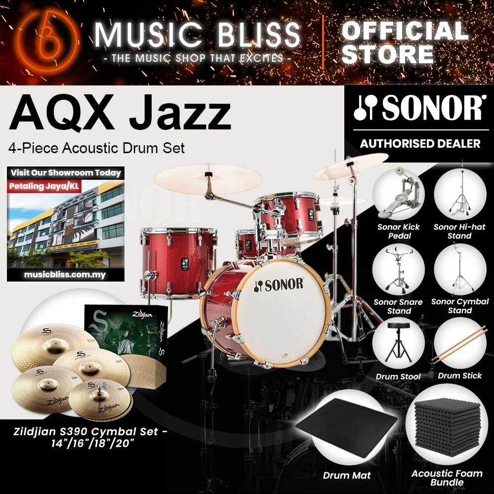Sonor AQX Jazz 4-Piece Acoustic Drum Set - 18 Inch Bass Drum - Red Moon Sparkle - Image 7