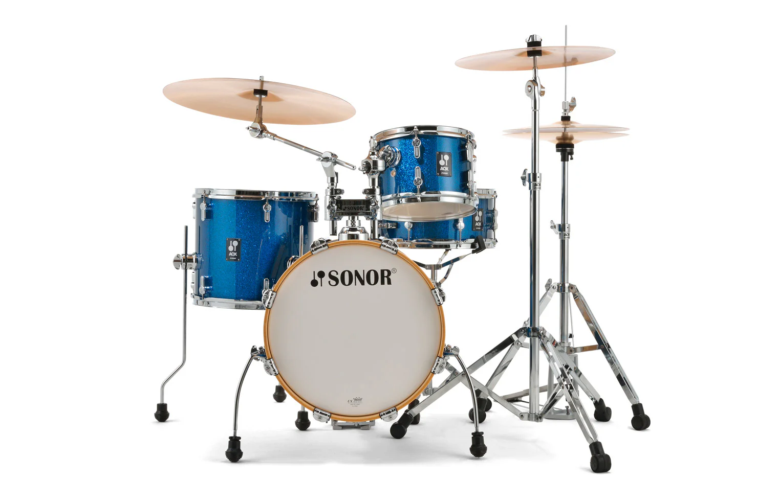 Sonor AQX Jungle 4-Piece Acoustic Drum Set - 16 Inch Bass Drum - Blue Ocean Sparkle - Image 11