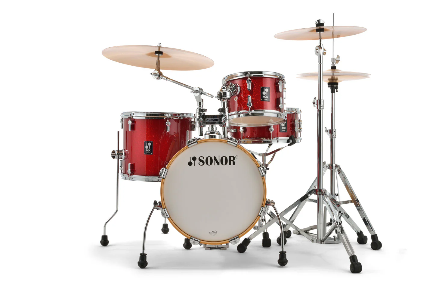 Sonor AQX Jungle 4-Piece Acoustic Drum Set - 16 Inch Bass Drum - Red Moon Sparkle - Image 11