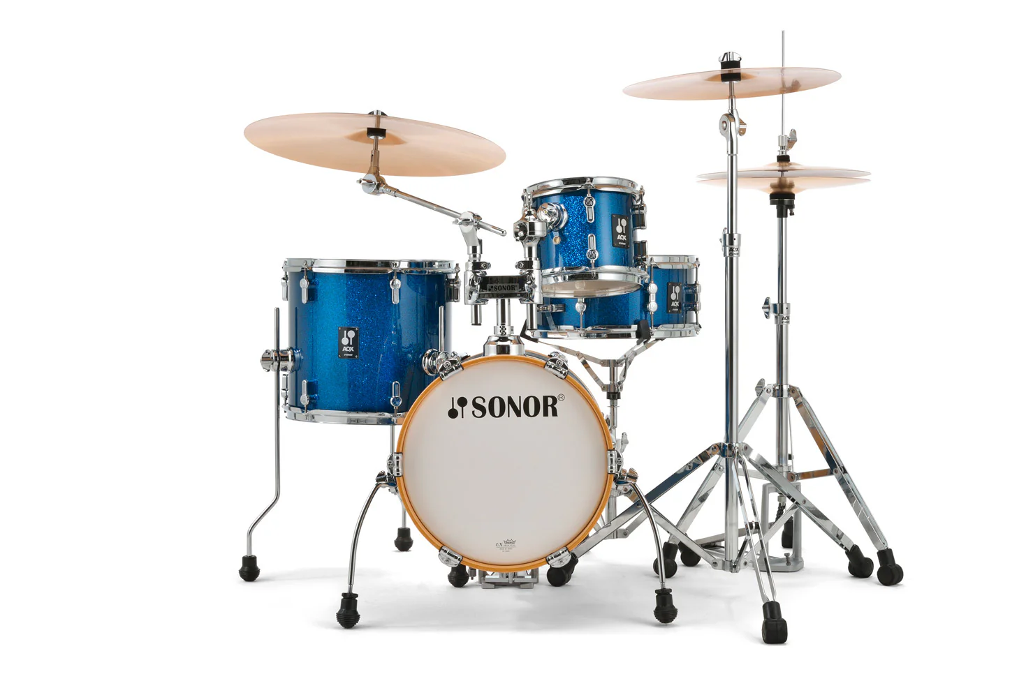 Sonor AQX Micro 4-Piece Acoustic Drum Set - 14 Inch Bass Drum - Blue Ocean Sparkle - Image 11