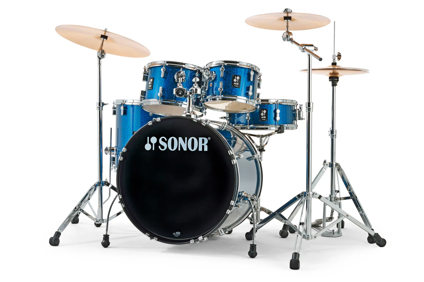 Sonor AQX Studio 5-Piece Acoustic Drum Set with Hardware - 20 Inch Bass Drum - Blue Ocean Sparkle - Image 10