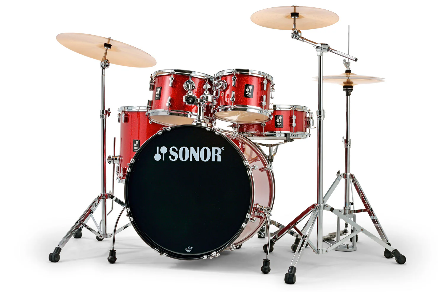 Sonor AQX Studio 5-Piece Acoustic Drum Set with Hardware - 20 Inch Bass Drum - Red Moon Sparkle - Image 11
