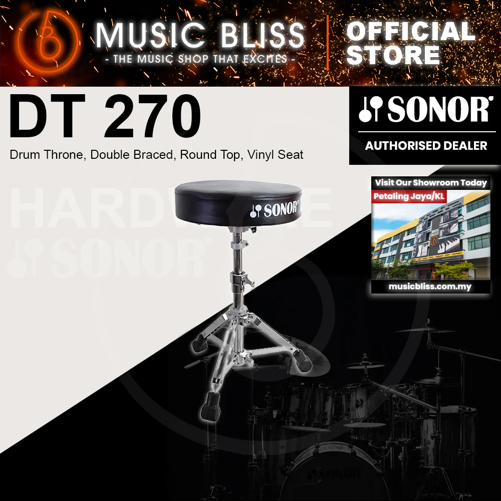 Sonor DT 270 Drum Throne, Double Braced, Round Top, Vinyl Seat