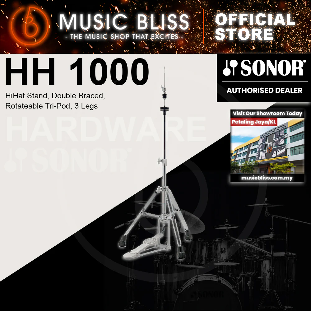 Sonor HH 1000 HiHat Stand, Double Braced, Rotateable Tri-Pod, 3 Legs