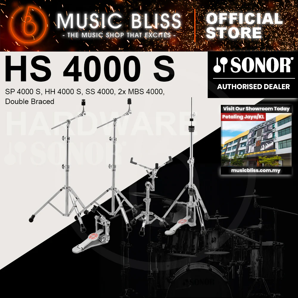 Sonor HS 4000 Series Drum Hardware Set, SP 4000 S, HH 4000 S, SS 4000, 2x MBS 4000, Double Braced