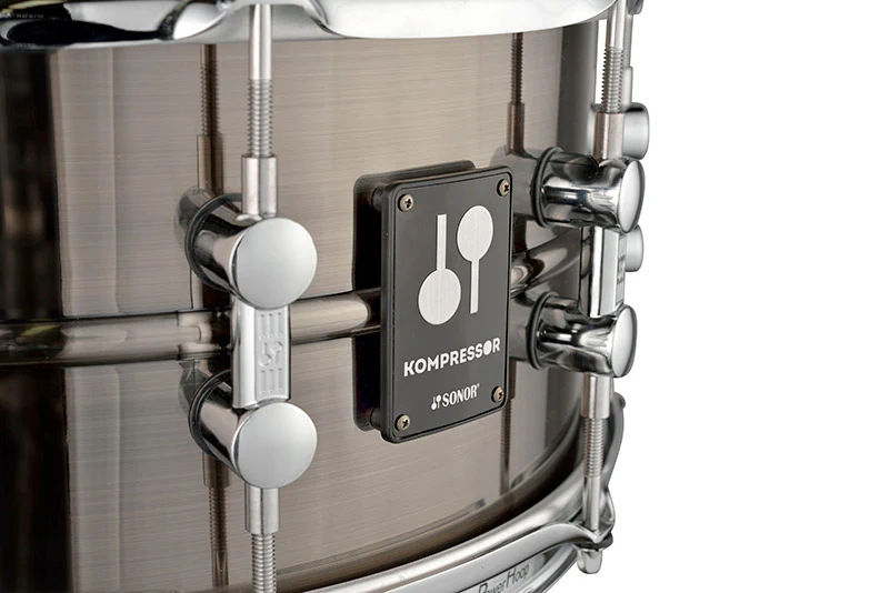 Sonor Kompressor Snare Drum, 13" x 07", Brass, Power Hoops, Black Nickel plated - Image 6