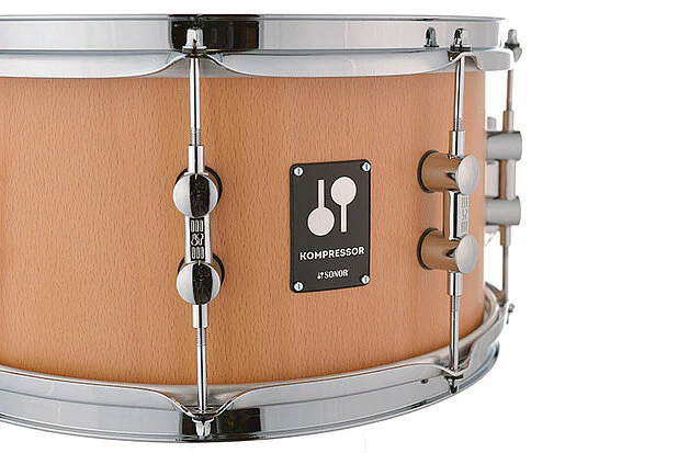 Sonor Kompressor Snare Drum, 13"x07", Beech, Power Hoops, Natural Beech Semi-Gloss - Image 4