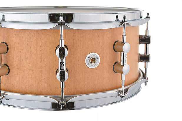 Sonor Kompressor Snare Drum, 14"x06", Beech, Power Hoops, Natural Beech Semi-Gloss - Image 3