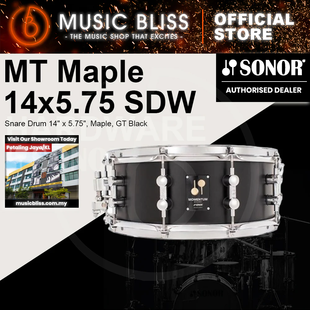 Sonor Momentum Snare Drum 14" x 5.75", Maple, GT Black