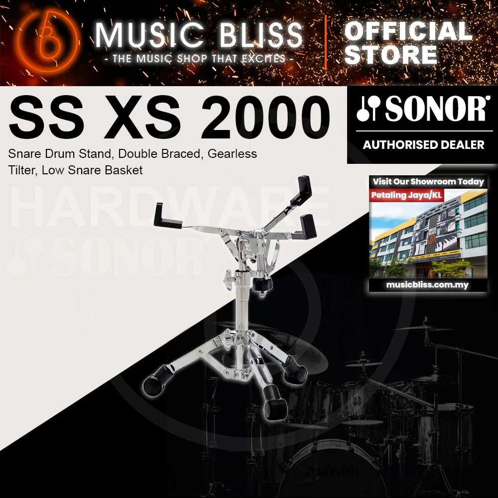 Sonor SS XS 2000 Snare Drum Stand, Double Braced, Gearless Tilter, Low Snare Basket