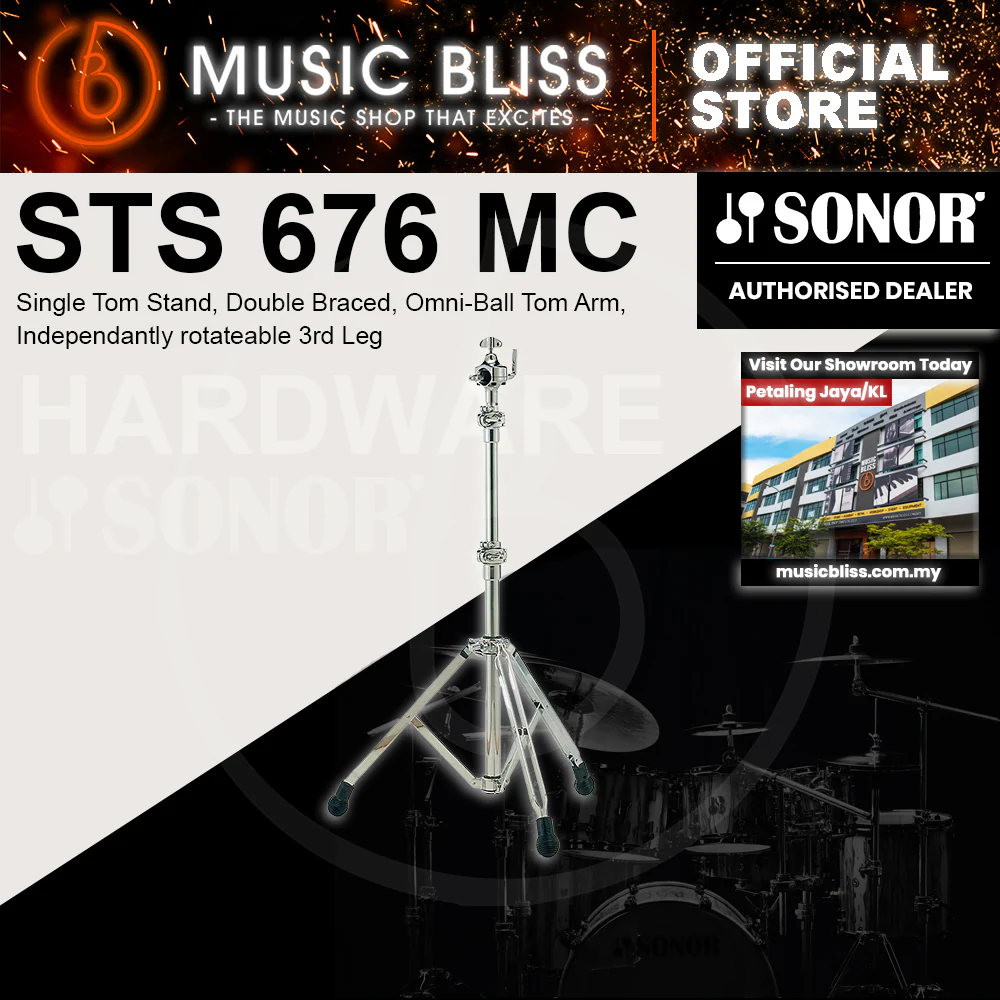 Sonor STS 676 MC Single Tom Stand, Double Braced, Omni-Ball Tom Arm, Independantly rotateable 3rd Leg