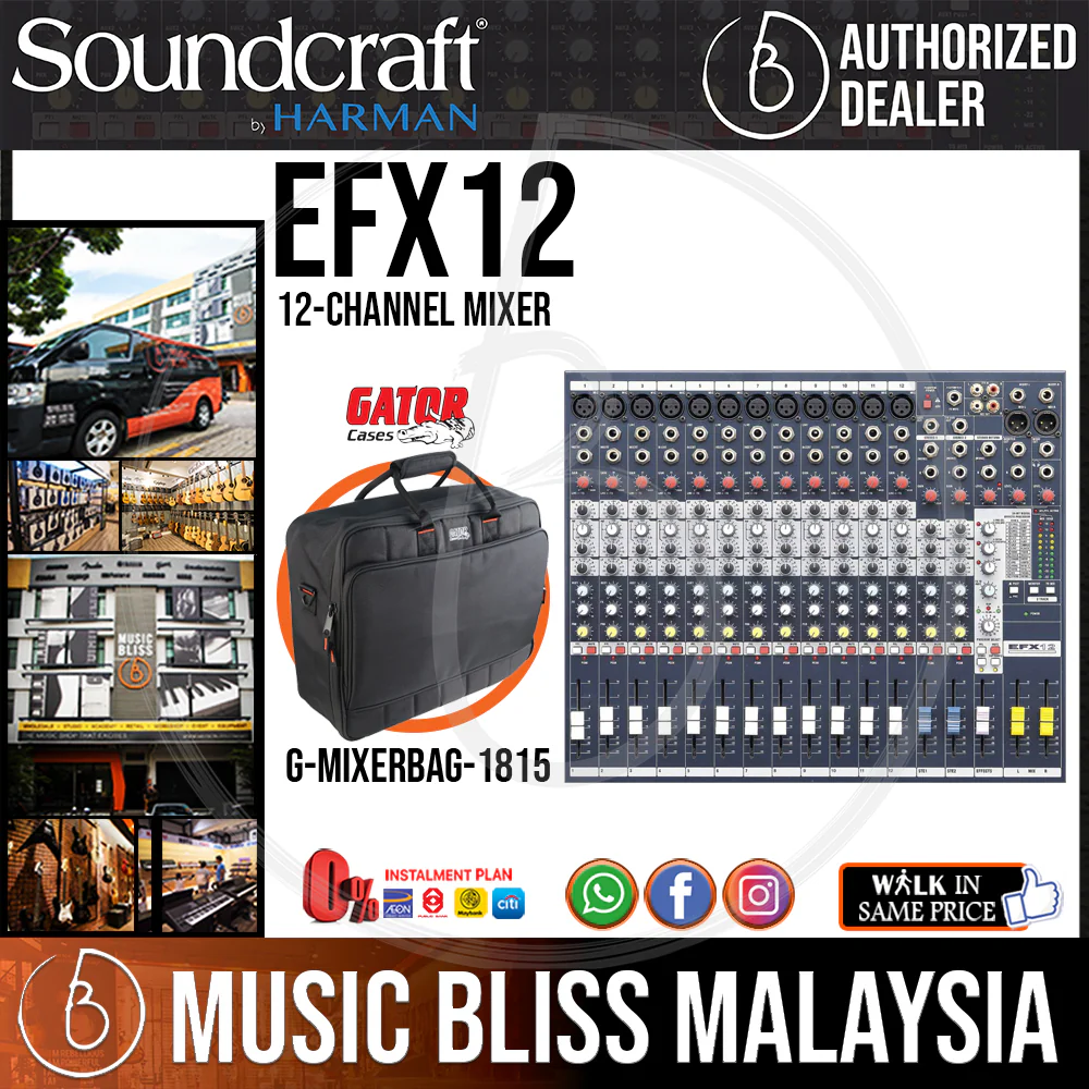 Soundcraft EFX12 Mixer with Gator G-MIXERBAG-1815