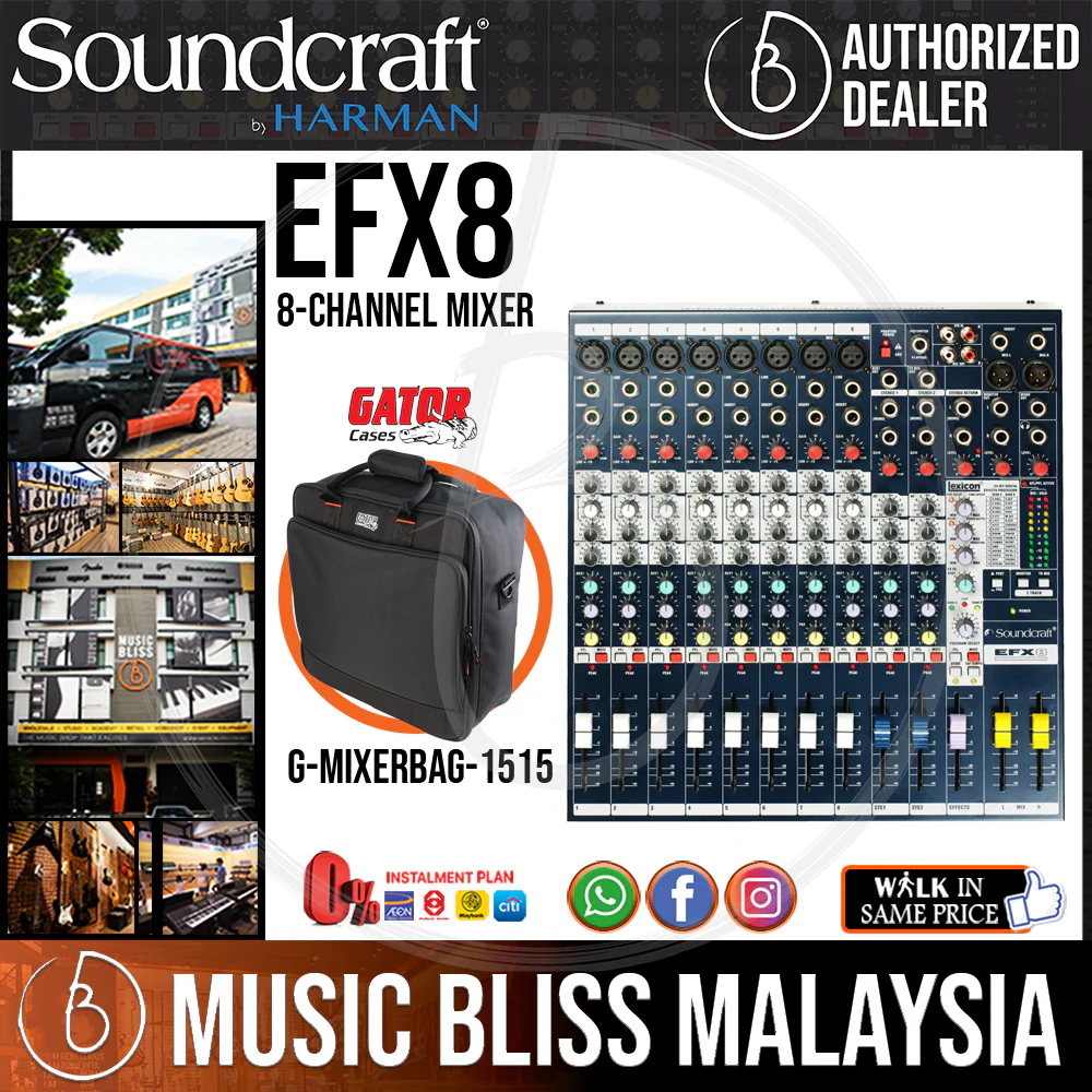 Soundcraft EFX8 Mixer with Gator G-MIXERBAG-1515