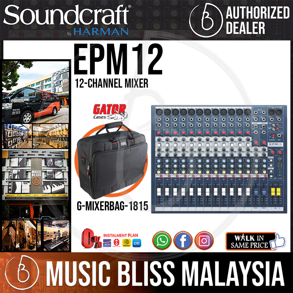 Soundcraft EPM12 Mixer with Gator G-MIXERBAG-1815