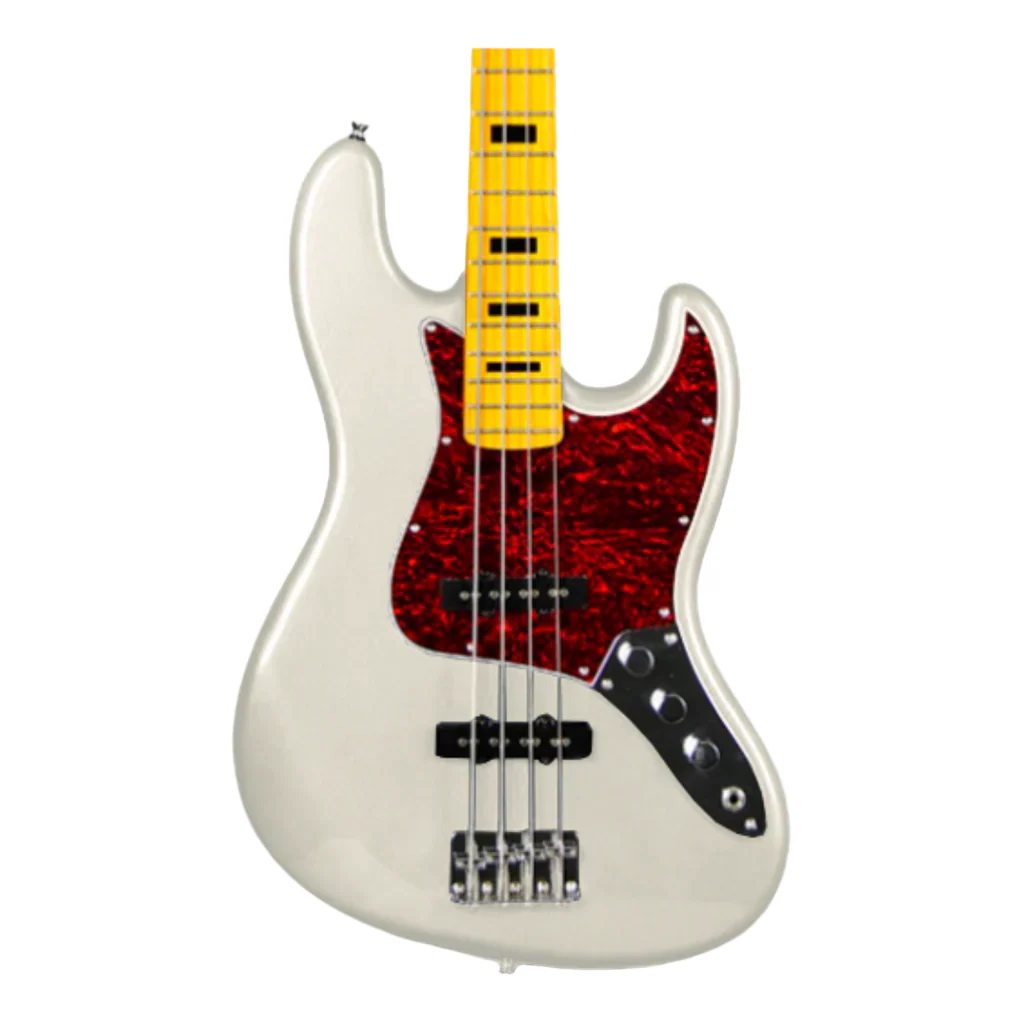 SQOE JB4BS 4-Strings Jazz Bass Guitar, Maple Fretboard - White - Image 2