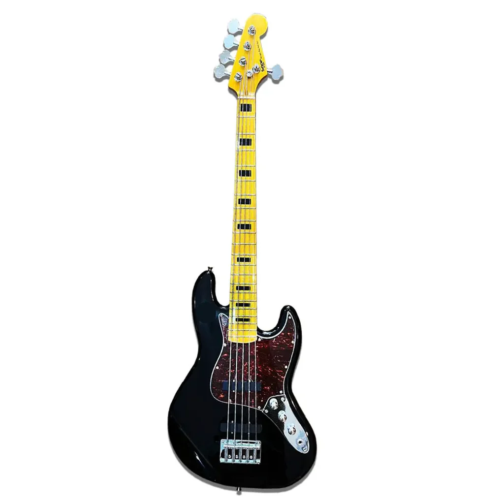 SQOE JB5BS300 5-string Electric Bass Guitar with Maple Fingerboard - Black - Image 2