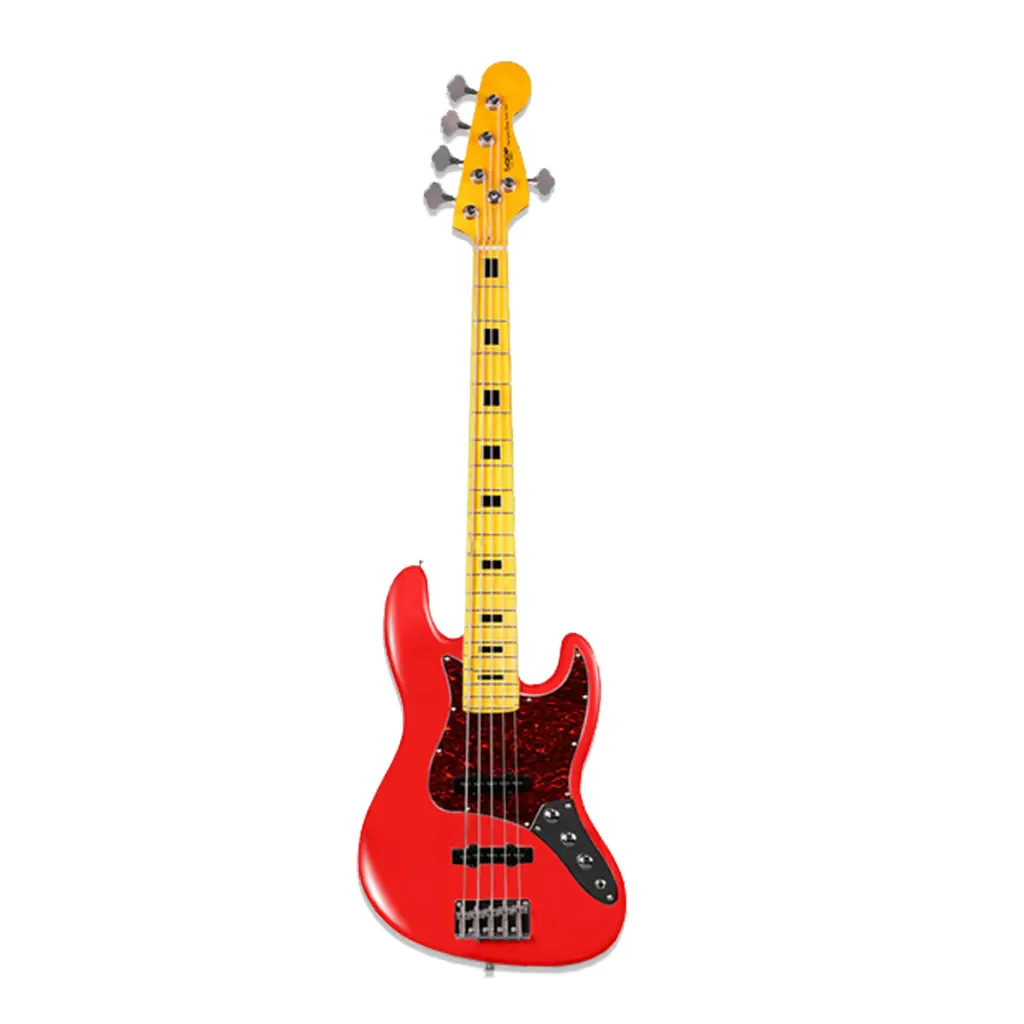 SQOE JB5BS300 5-string Electric Bass Guitar with Maple Fingerboard - Red - Image 2