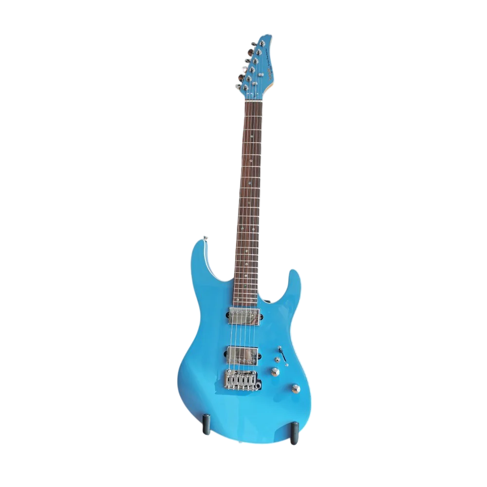 SQOE SEIB500 HH Roasted Maple Neck Electric Guitar with Tremolo - Miami Blue - Image 2