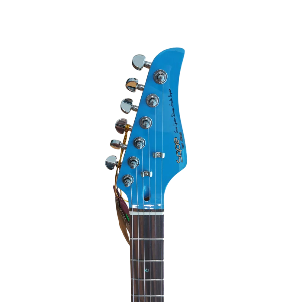 SQOE SEIB500 HH Roasted Maple Neck Electric Guitar with Tremolo - Miami Blue - Image 4