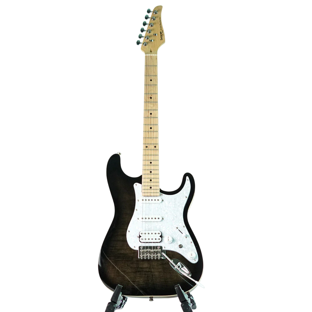 SQOE SEIB680 IB Series HSS Electric Guitar - Flame Black - Image 2
