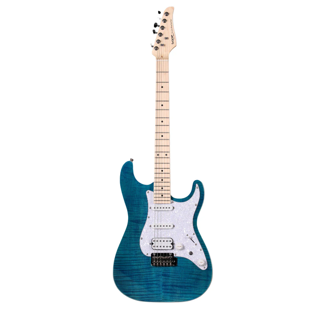 SQOE SEIB680 IB Series HSS Electric Guitar - Flame Blue - Image 2
